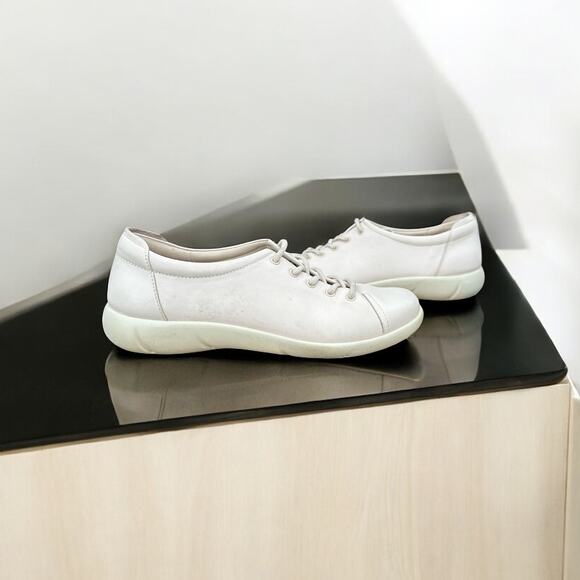 HOTTER "Dew" Leather Lace Up Sneakers with Removable Insoles‎ Cream Women Sz 9.5 - Picture 4 of 4